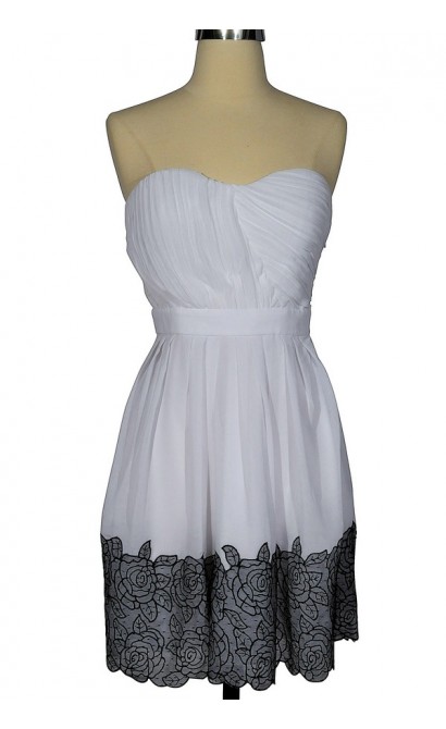 Coming Up Roses White and Black Chiffon Designer Dress by Minuet